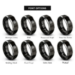 font options for inside engraving on black & gray archangel uriel flame rings