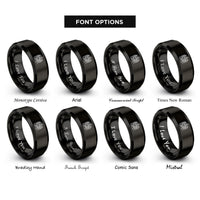 font options for inside engraving on black archangel uriel flame rings