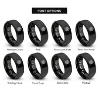 font options for inside engraving on black archangel uriel flame rings