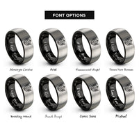 font options for inside engraving on black & gray archangel zadkiel rings