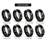 font options for inside engraving on black & silver archangel zadkiel rings