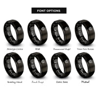 font options for inside engraving on black archangel zadkiel rings