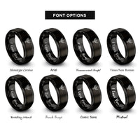 font options for inside engraving on black archangel zadkiel dagger rings