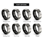 font options for inside engraving on black & silver arched back cat rings