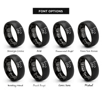 font options for inside engraving on black arched back cat rings