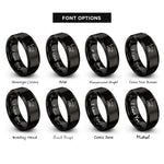 font options for inside engraving on black arched back cat rings