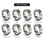 font options for inside engraving on silver arched back cat rings