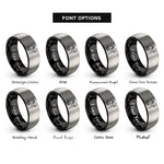 font options for inside engraving on black & silver archer bow rings