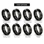 font options for inside engraving on black & grey archer bow rings