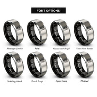 font options for inside engraving on black & grey archer bow rings