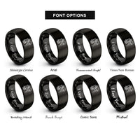 font options for inside engraving on black archer bow rings
