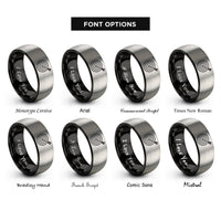font options for inside engraving on black & grey archery arrow rings