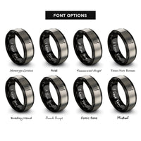 font options for inside engraving on black & grey archery arrow rings