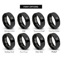 font options for inside engraving on black archery arrow rings