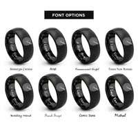 font options for inside engraving on black archery target rings