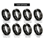 font options for inside engraving on black & grey arches delicate arch rings