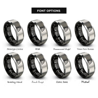font options for inside engraving on black & silver arches delicate arch rings
