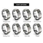 font options for inside engraving on grey archimedean spiral rings