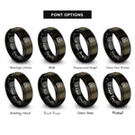font options for inside engraving on gunmetal & black archimedean spiral rings