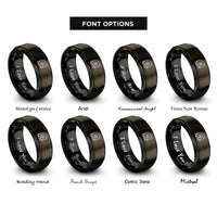 font options for inside engraving on gunmetal & black archimedean spiral rings
