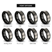 font options for inside engraving on black & gray architect blueprint rings