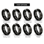 font options for inside engraving on black & silver architect blueprint rings