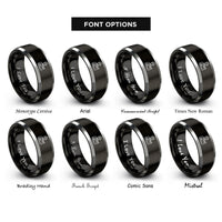 font options for inside engraving on black & silver architect blueprint rings