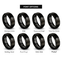 font options for inside engraving on black arctic circle rings