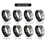 font options for inside engraving on black & gray arctic fox rings
