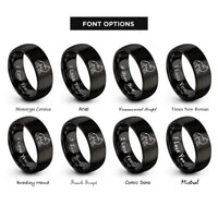font options for inside engraving on black arctic fox rings