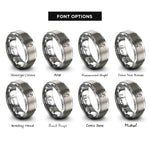 font options for inside engraving on grey arctic fox rings