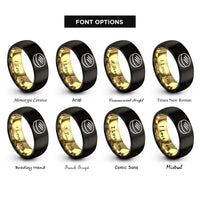 font options for inside engraving on black & gold arepa rings