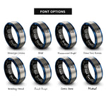 font options for inside engraving on black & blue & grey aries rings