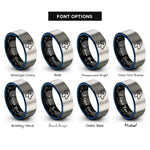 font options for inside engraving on black & blue & grey aries rings