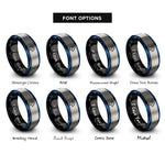 font options for inside engraving on black & blue & grey aries rings