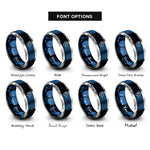 font options for inside engraving on blue & silver aries rings