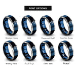 font options for inside engraving on blue & gray aries rings