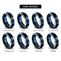 font options for inside engraving on blue & gray aries rings