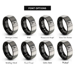font options for inside engraving on black & grey arizona rings