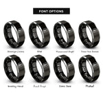 font options for inside engraving on black & gray arizona rings