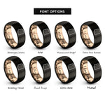 font options for inside engraving on black & rose gold arizona rings