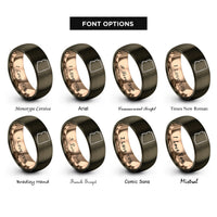 font options for inside engraving on gunmetal & rose gold arizona rings