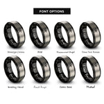 font options for inside engraving on black & silver army star rings
