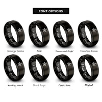 font options for inside engraving on black army star rings