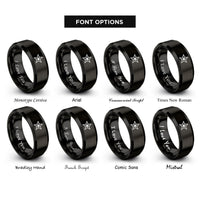 font options for inside engraving on black army star rings