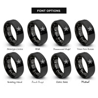 font options for inside engraving on black army star rings