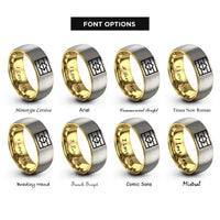 font options for inside engraving on gold & grey aromantic flag rings