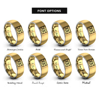 font options for inside engraving on gold & gray aromantic flag rings