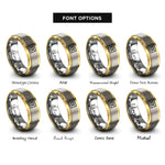 font options for inside engraving on gold & gray aromantic flag rings