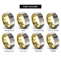 font options for inside engraving on gold & gray aromantic flag rings